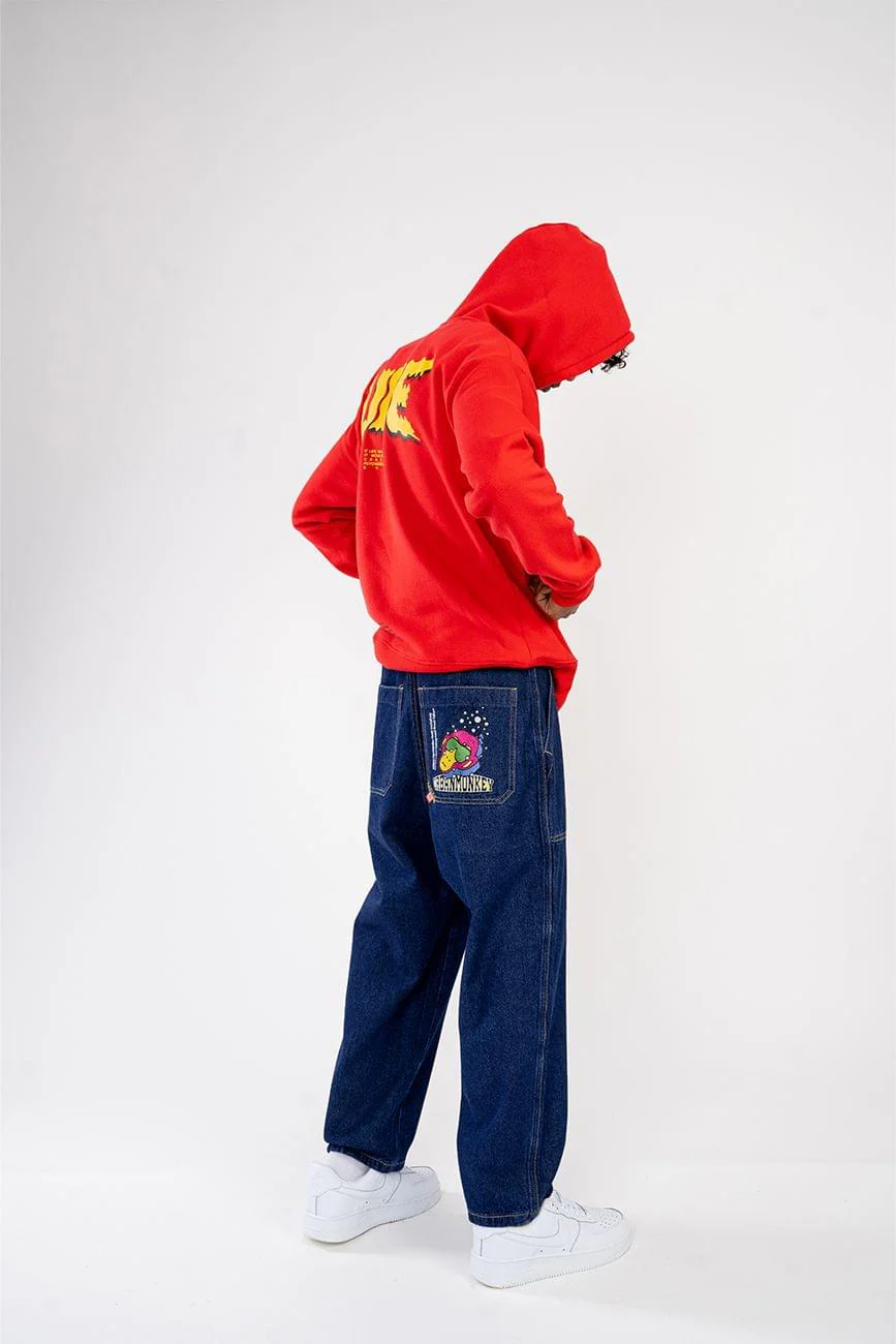 90's Denim Blue Baggy Jeans - Image 3