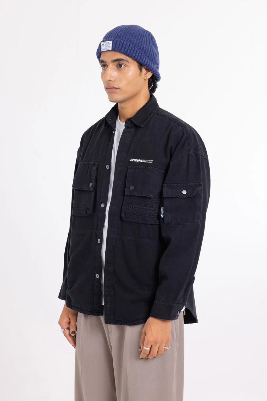 Cotton Twill Shacket // Black - Image 2