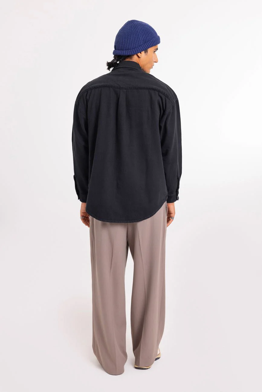 Cotton Twill Shacket // Black - Image 3