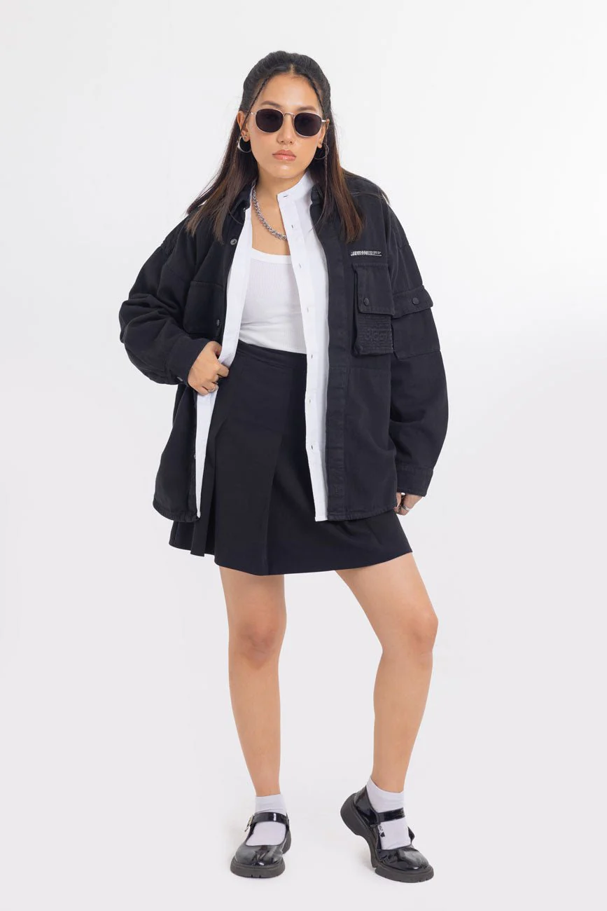 Cotton Twill Shacket // Black - Image 4