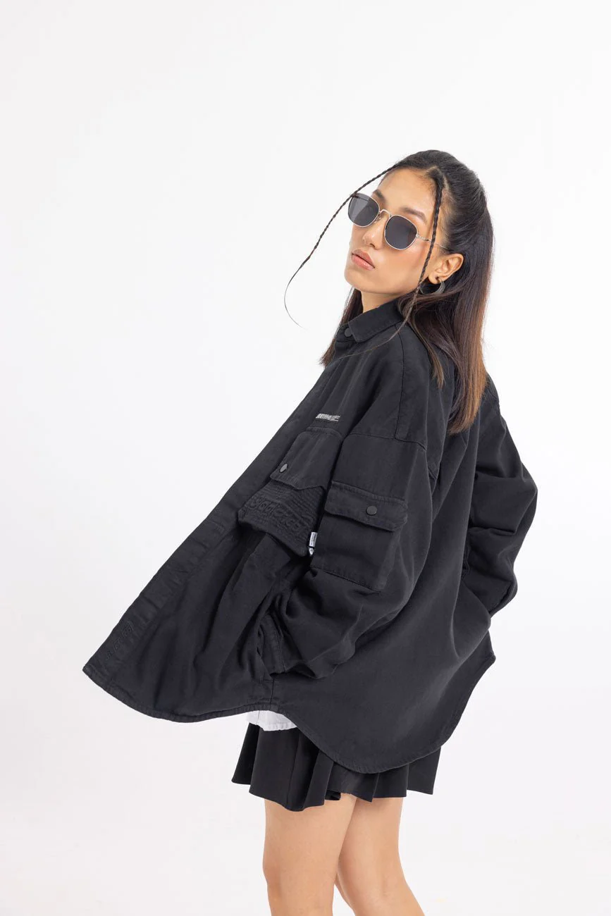 Cotton Twill Shacket // Black - Image 5