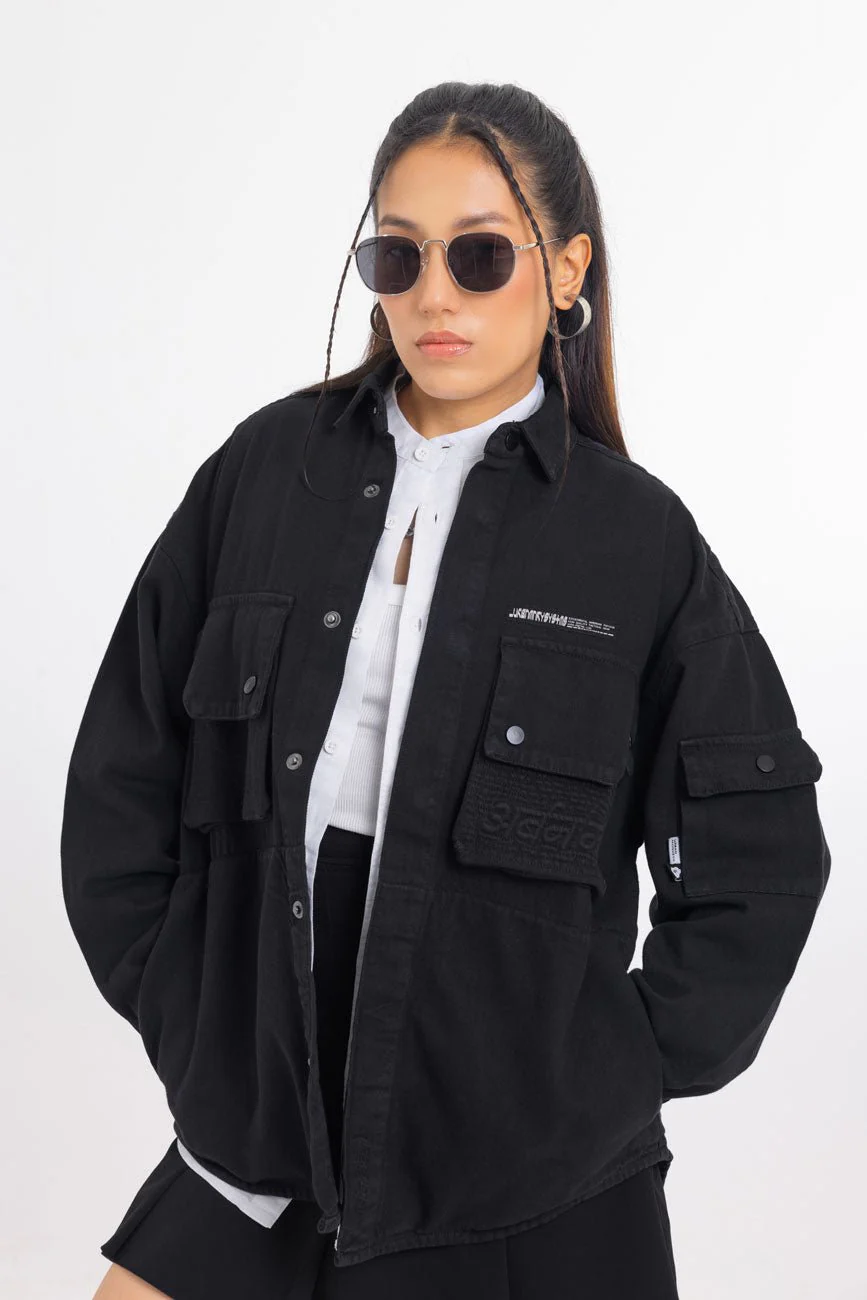 Cotton Twill Shacket // Black - Image 8