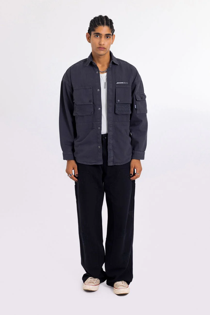 Cotton Twill Shacket // Graphite - Image 2