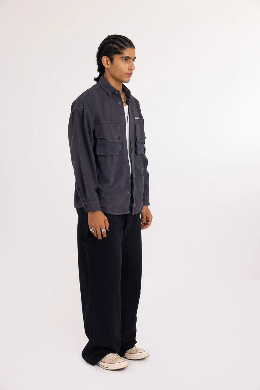 Cotton Twill Shacket // Graphite - Image 3