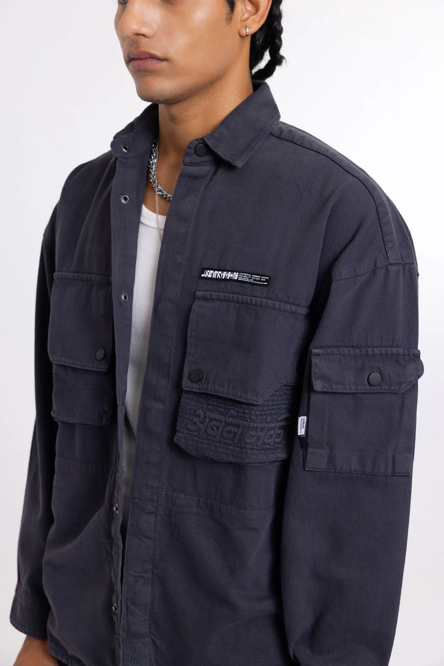Cotton Twill Shacket // Graphite - Image 5