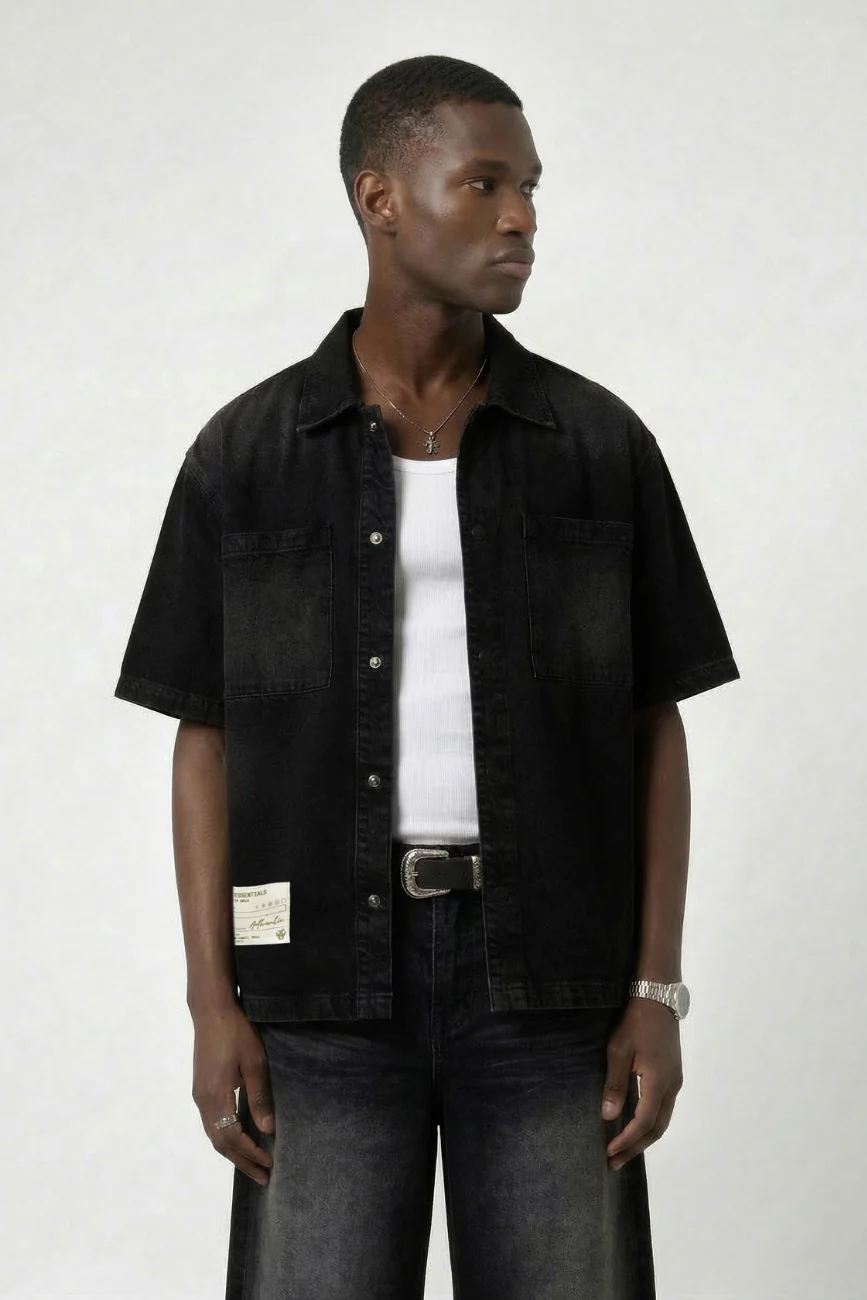 Denim Short Sleeves Shirt - Image 4