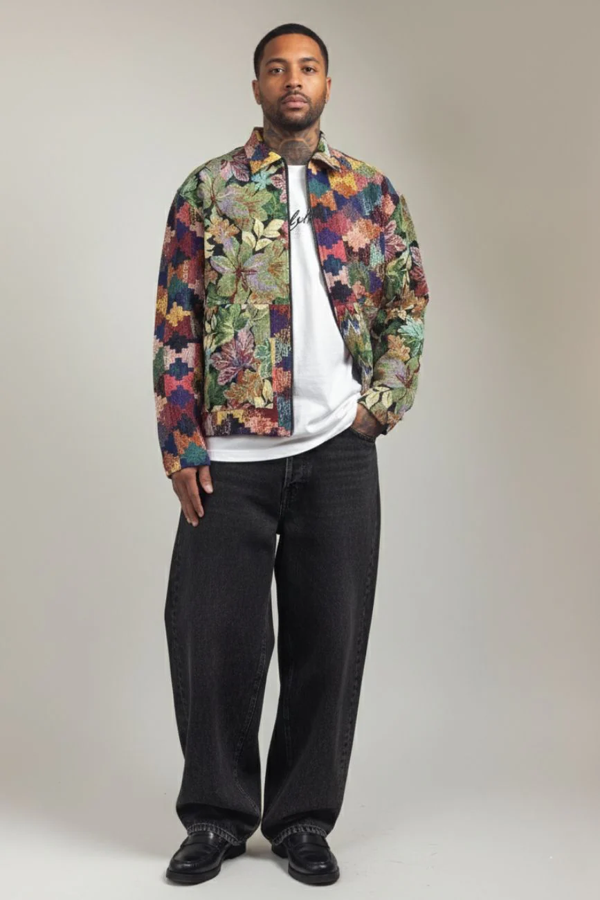 Flowers are dope // Jacquard Bomber Jacket - Image 11