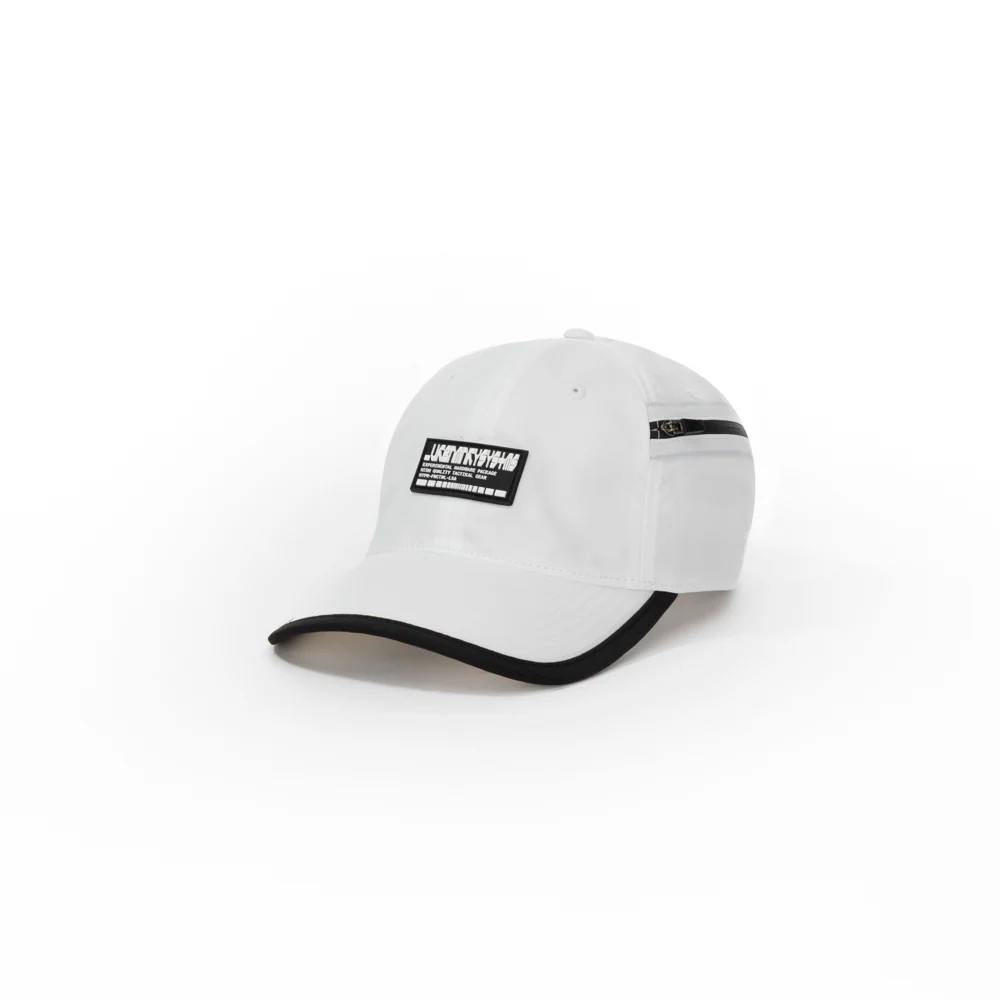 Foldable outdoor baseball cap with pocket // white