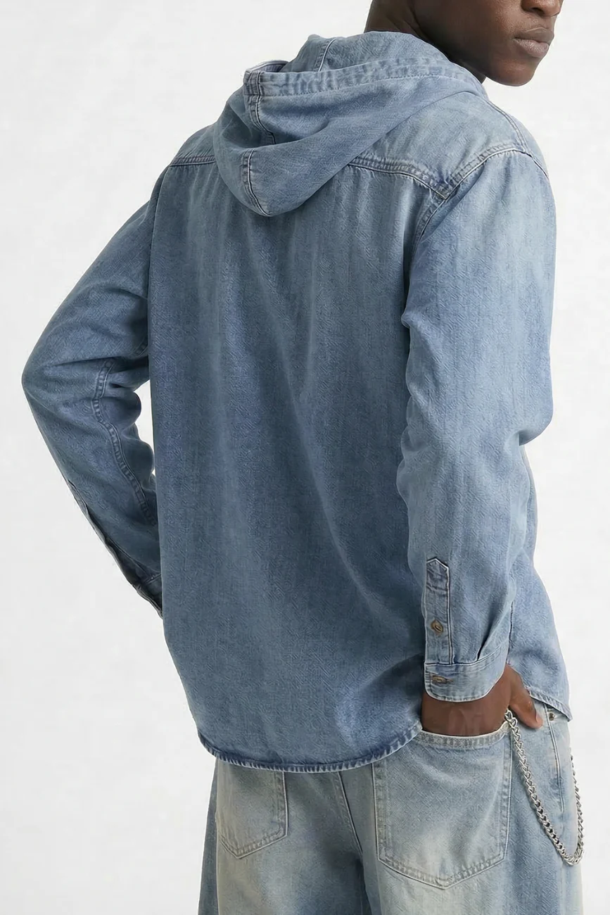 Hooded Denim Shirt - Image 11