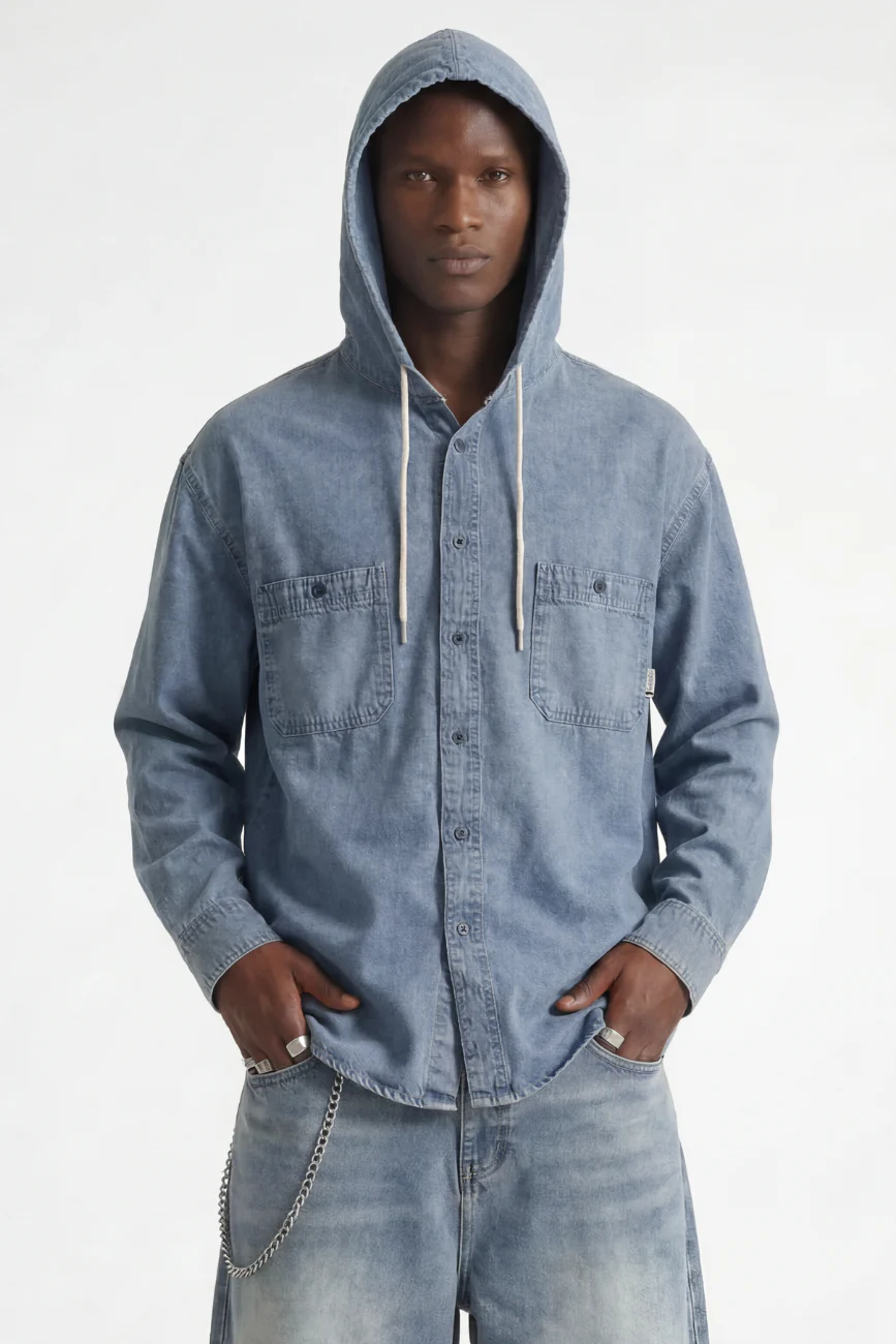 Hooded Denim Shirt - Image 3