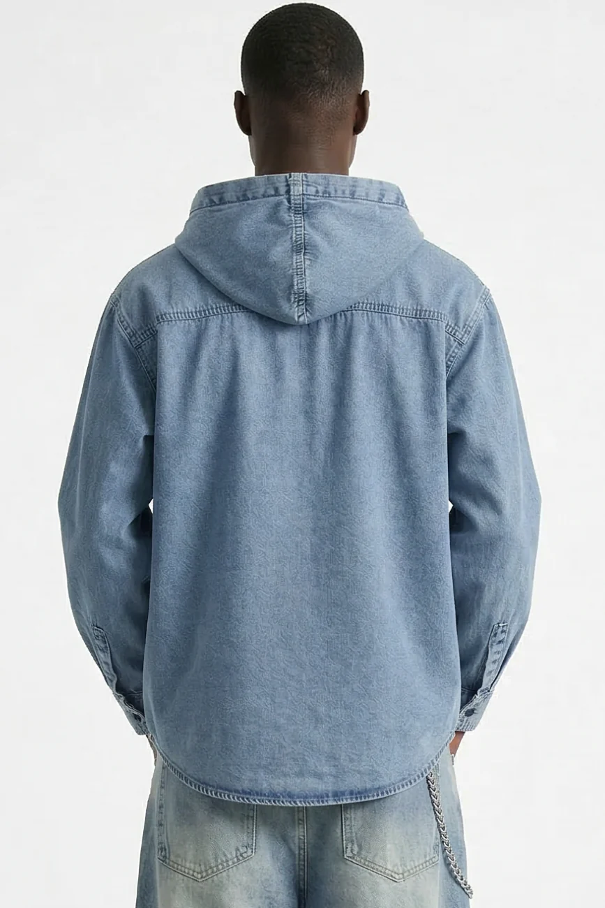 Hooded Denim Shirt - Image 4
