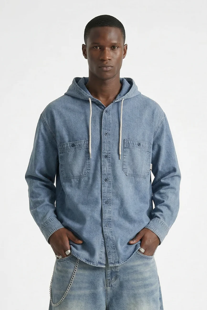 Hooded Denim Shirt - Image 6