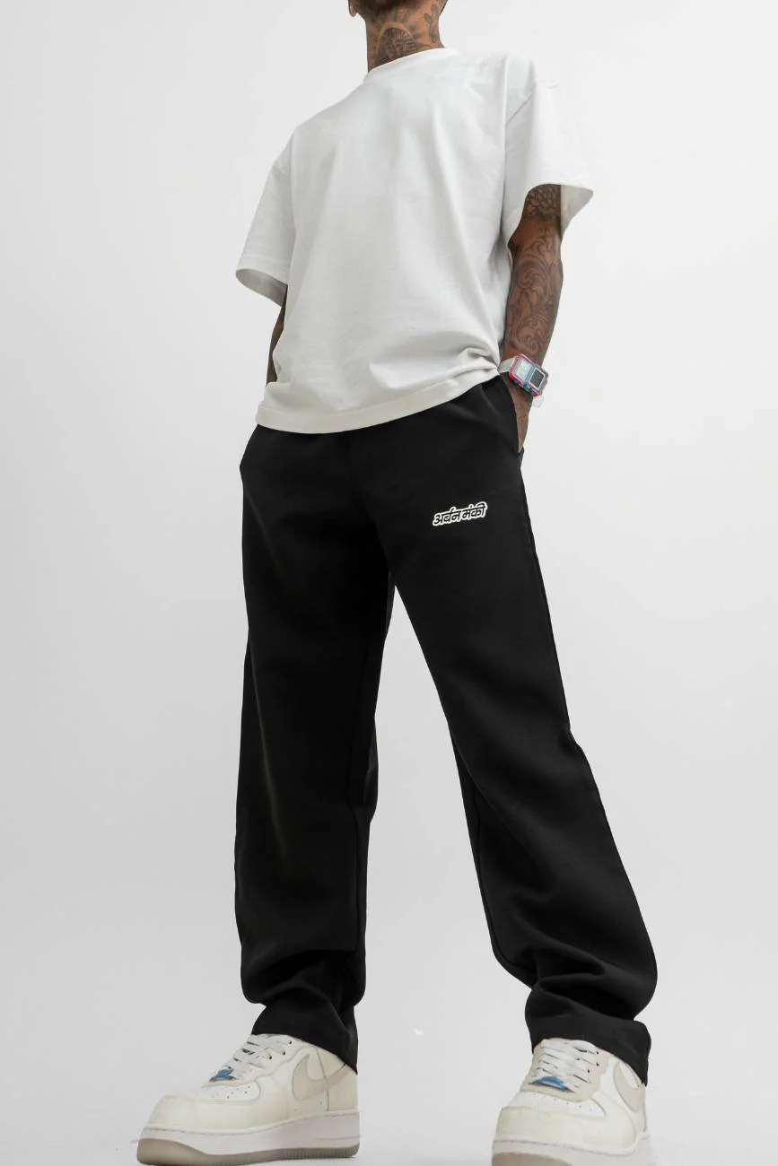 Relaxed Straight-Cut Track Pants // Black - Image 3