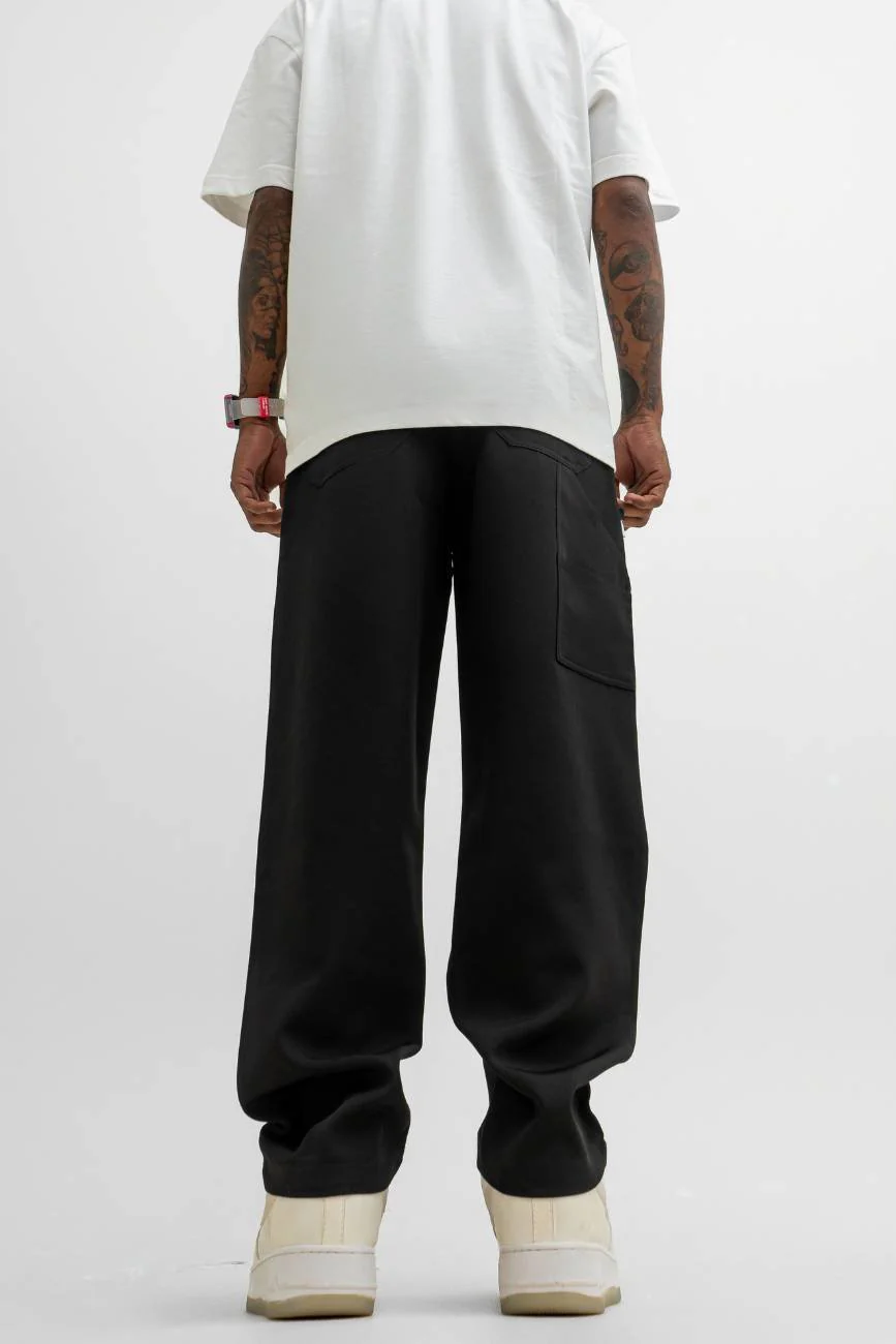 Relaxed Straight-Cut Track Pants // Black - Image 4