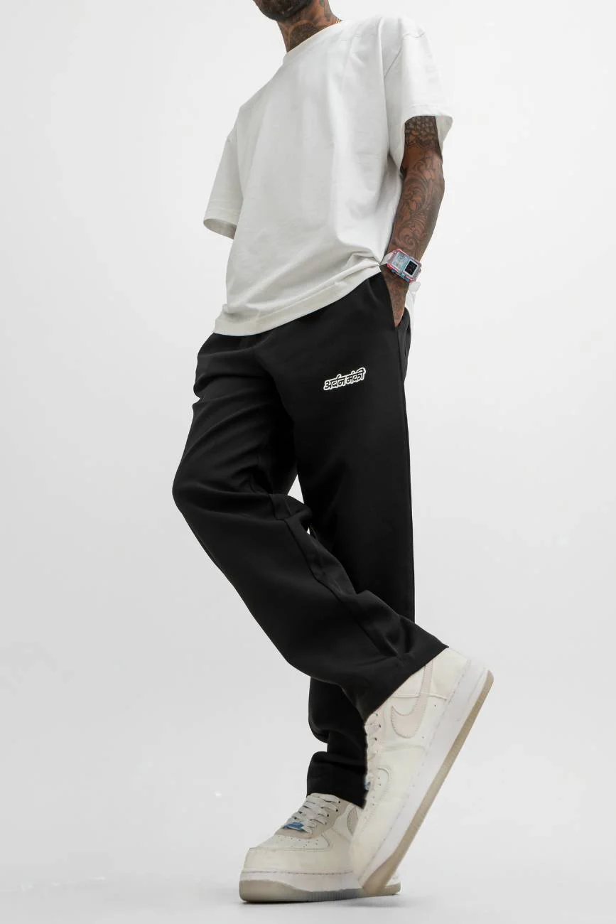 Relaxed Straight-Cut Track Pants // Black - Image 6