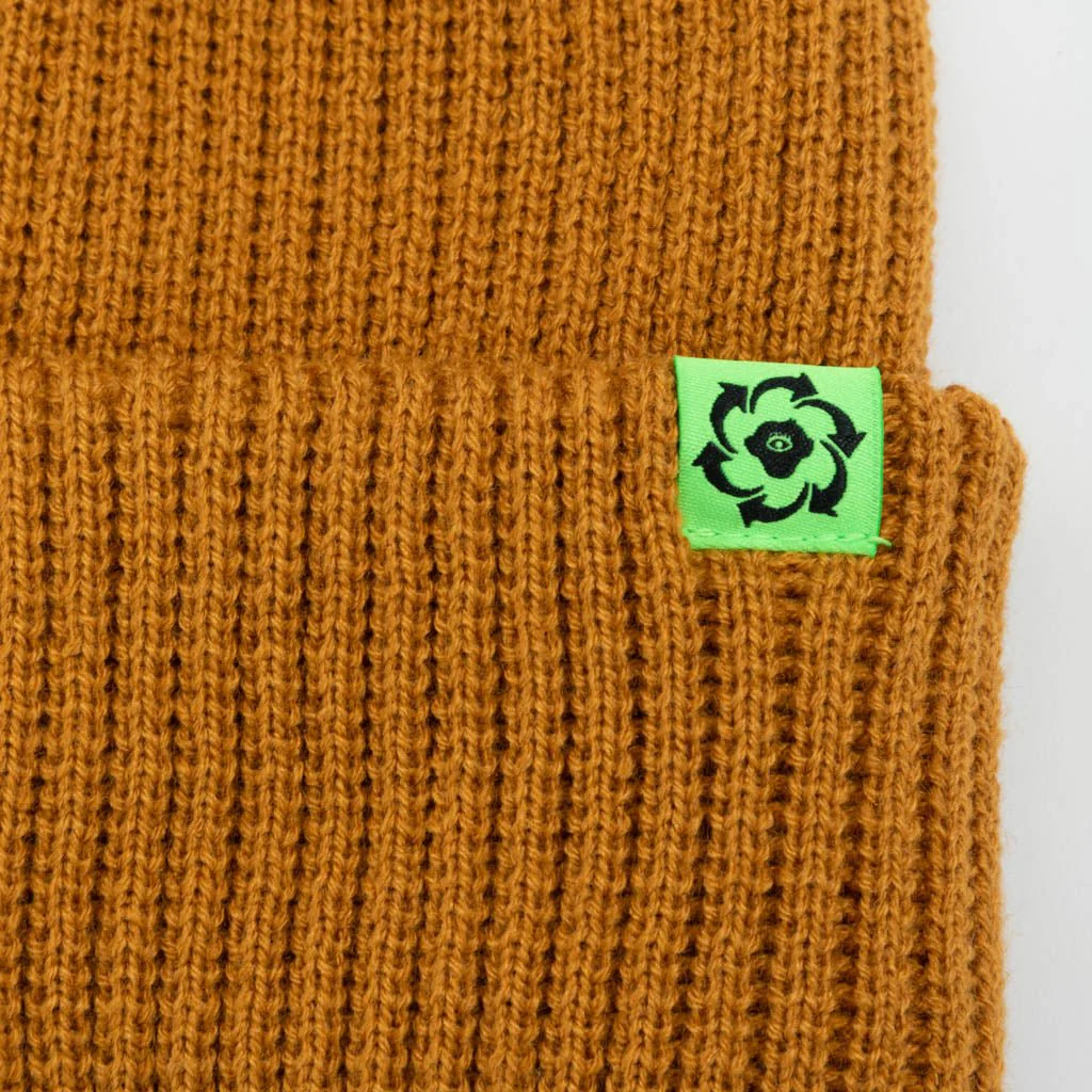 Recycled Knit Cuff Beanie // Mustard Yellow - Image 4