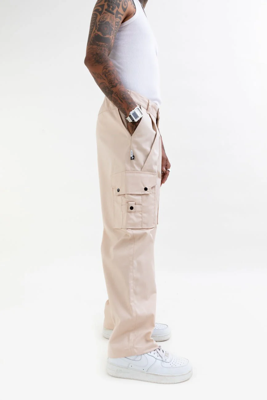 Ripstop Wide Leg Cargo Pants // Beige - Image 5