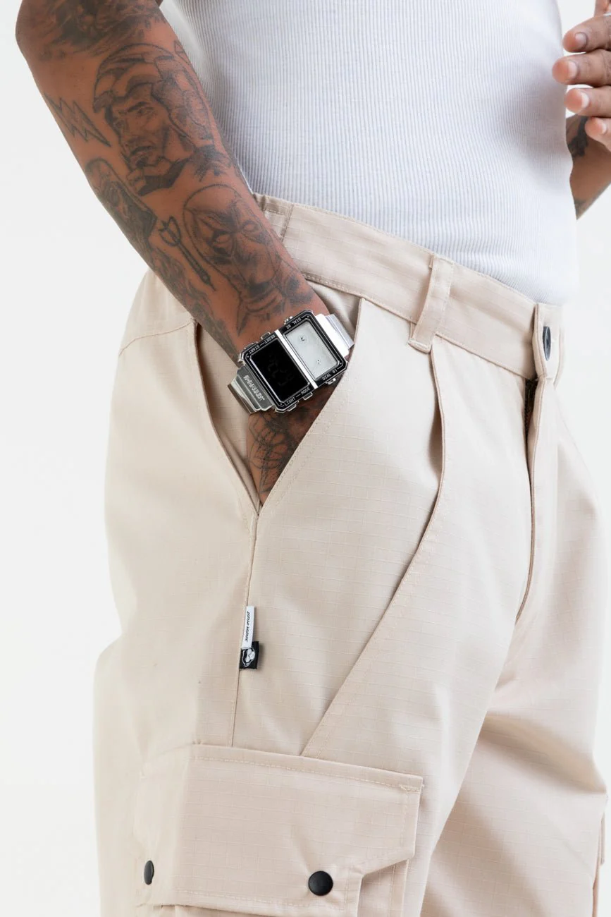Ripstop Wide Leg Cargo Pants // Beige - Image 6