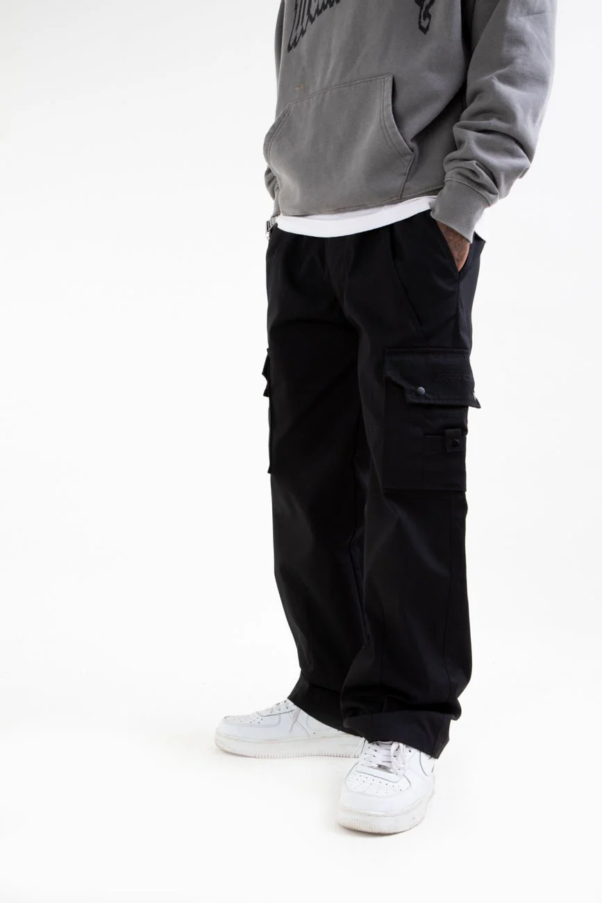 Ripstop Wide Leg Cargo Pants // Black - Image 2