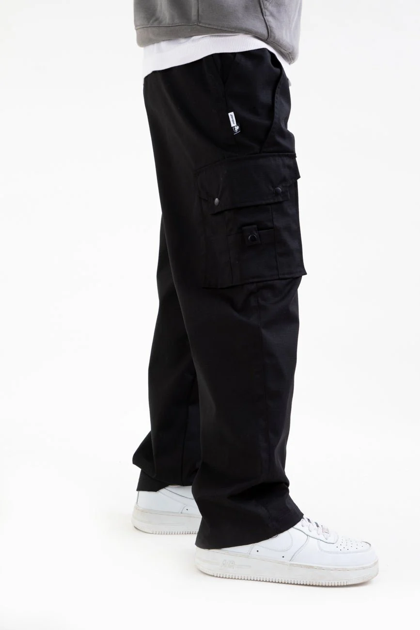 Ripstop Wide Leg Cargo Pants // Black - Image 3