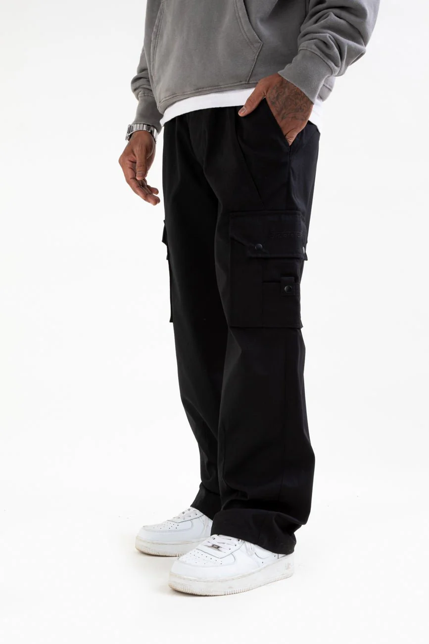 Ripstop Wide Leg Cargo Pants // Black - Image 5