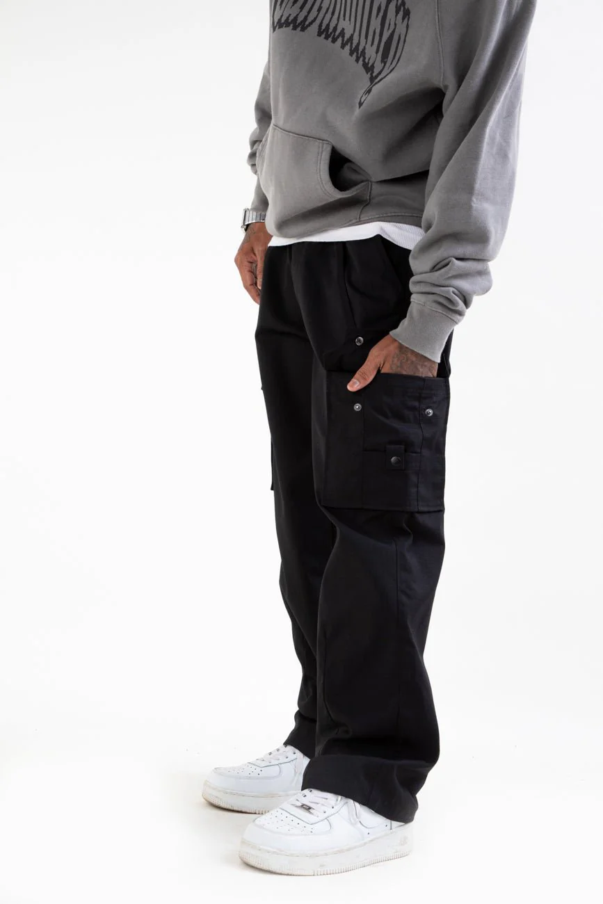 Ripstop Wide Leg Cargo Pants // Black - Image 6