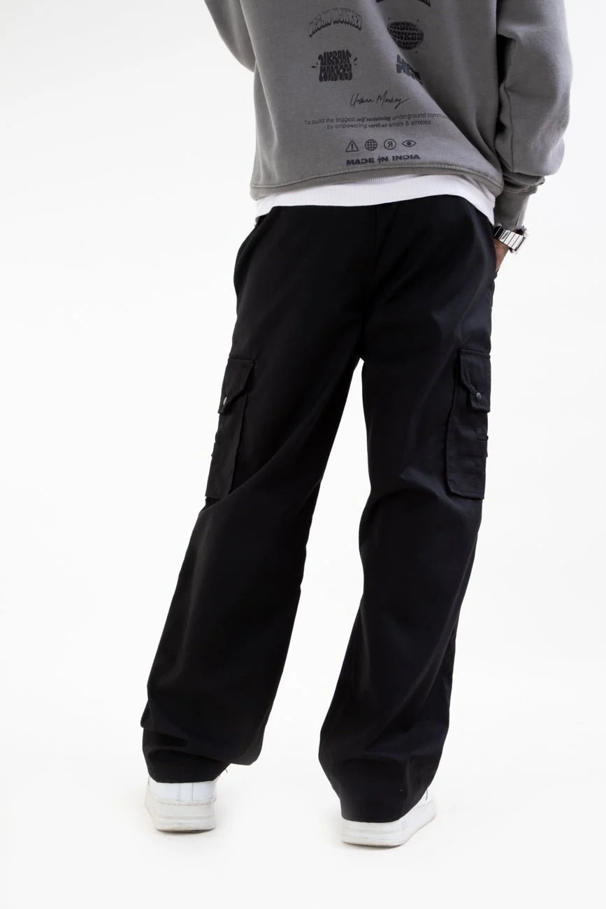 Ripstop Wide Leg Cargo Pants // Black - Image 8