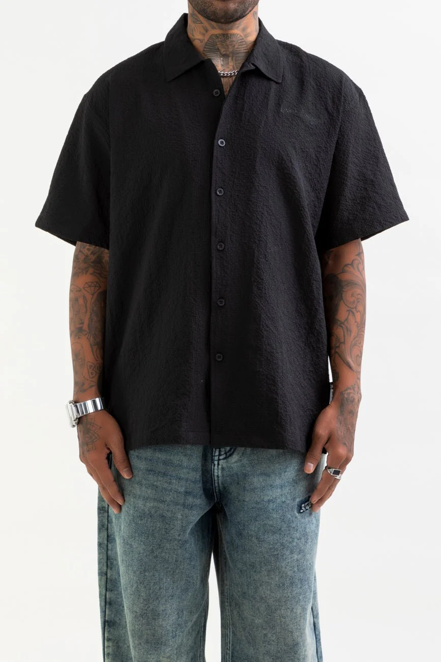 Seersucker Resort Shirt // Black - Image 2