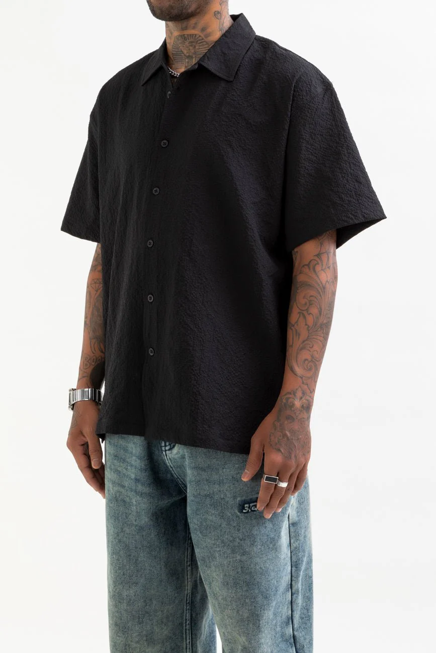 Seersucker Resort Shirt // Black - Image 4