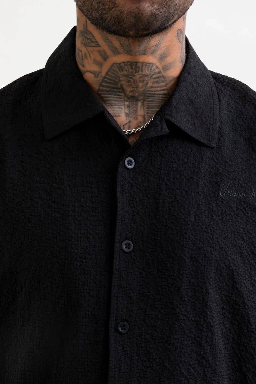 Seersucker Resort Shirt // Black - Image 7