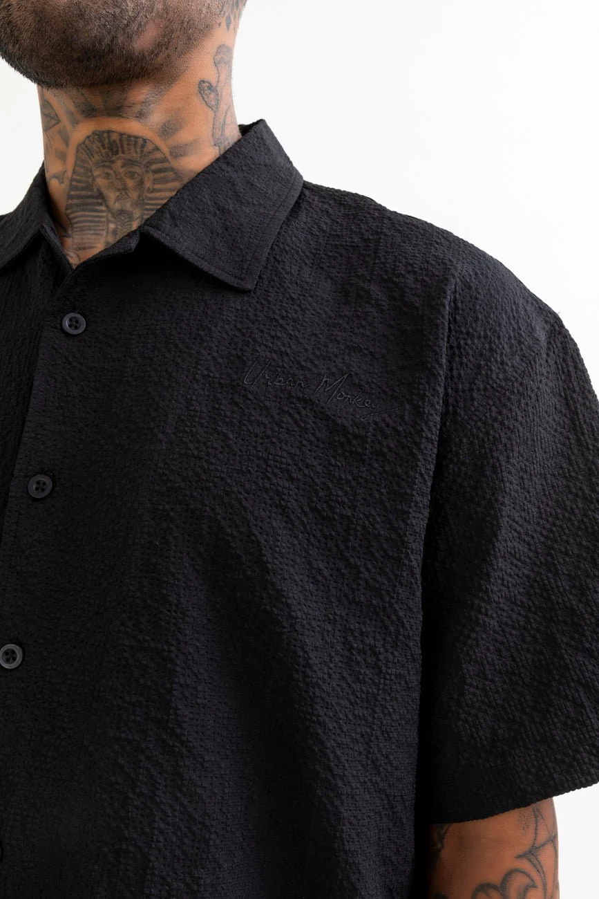 Seersucker Resort Shirt // Black - Image 9