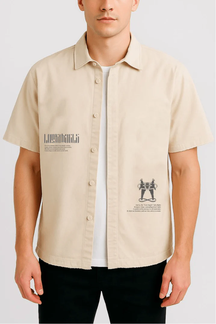 Short Sleeve Off White Shirt // Lost Angels - Image 4