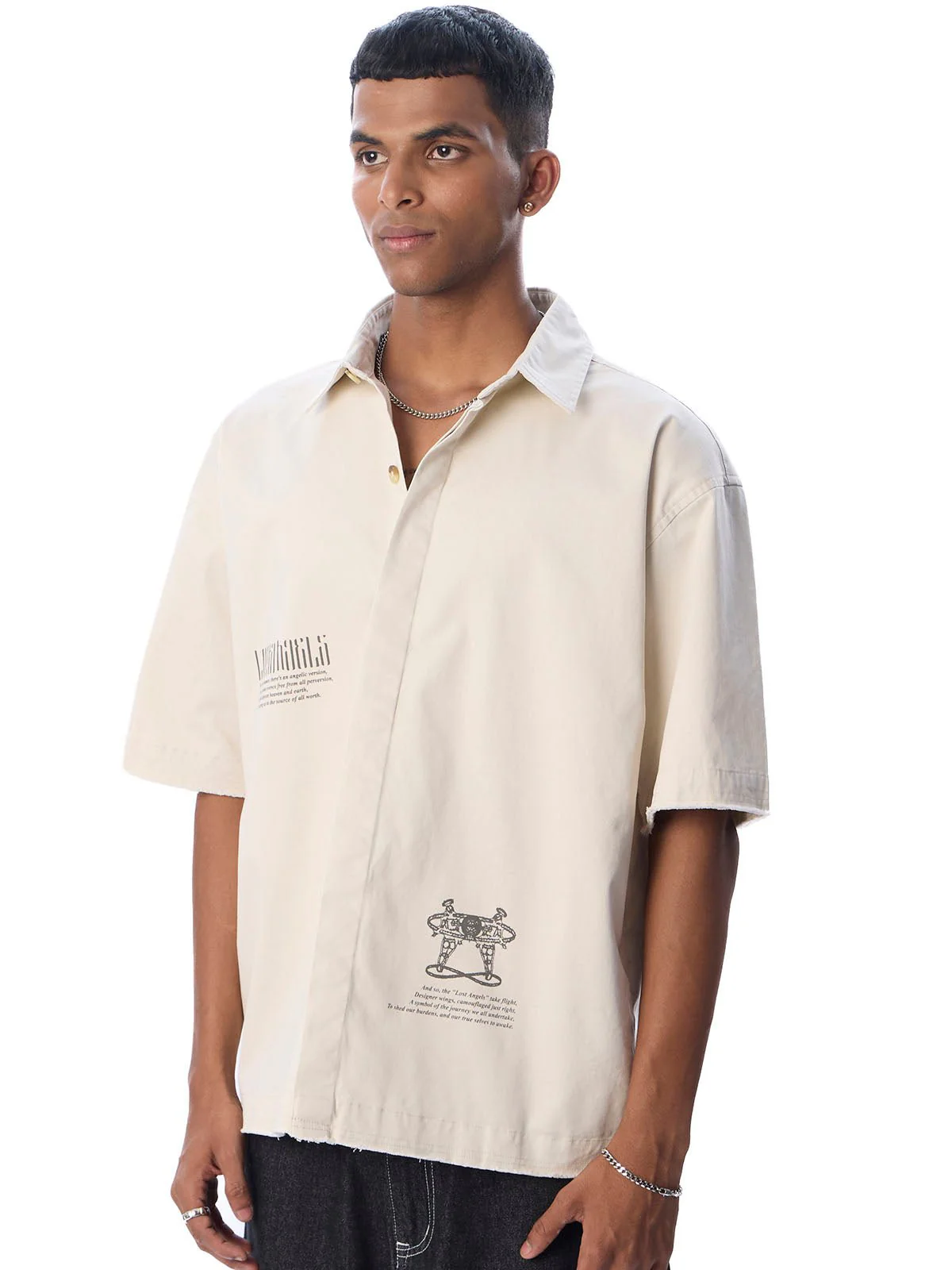 Short Sleeve Off White Shirt // Lost Angels - Image 6