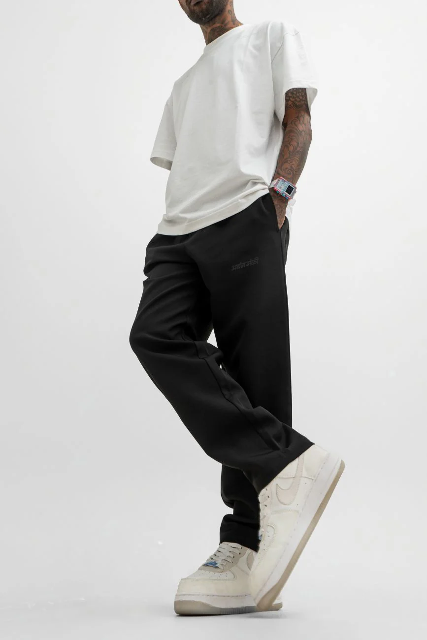 Upgraded Relaxed Straight-Cut Track Pants // Black - Image 11