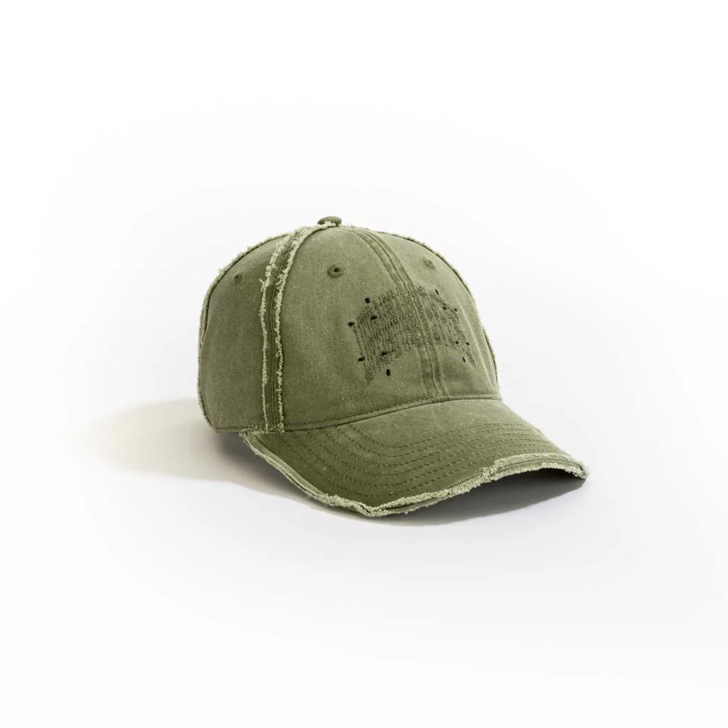 Washed Denim Baseball Cap // Olive