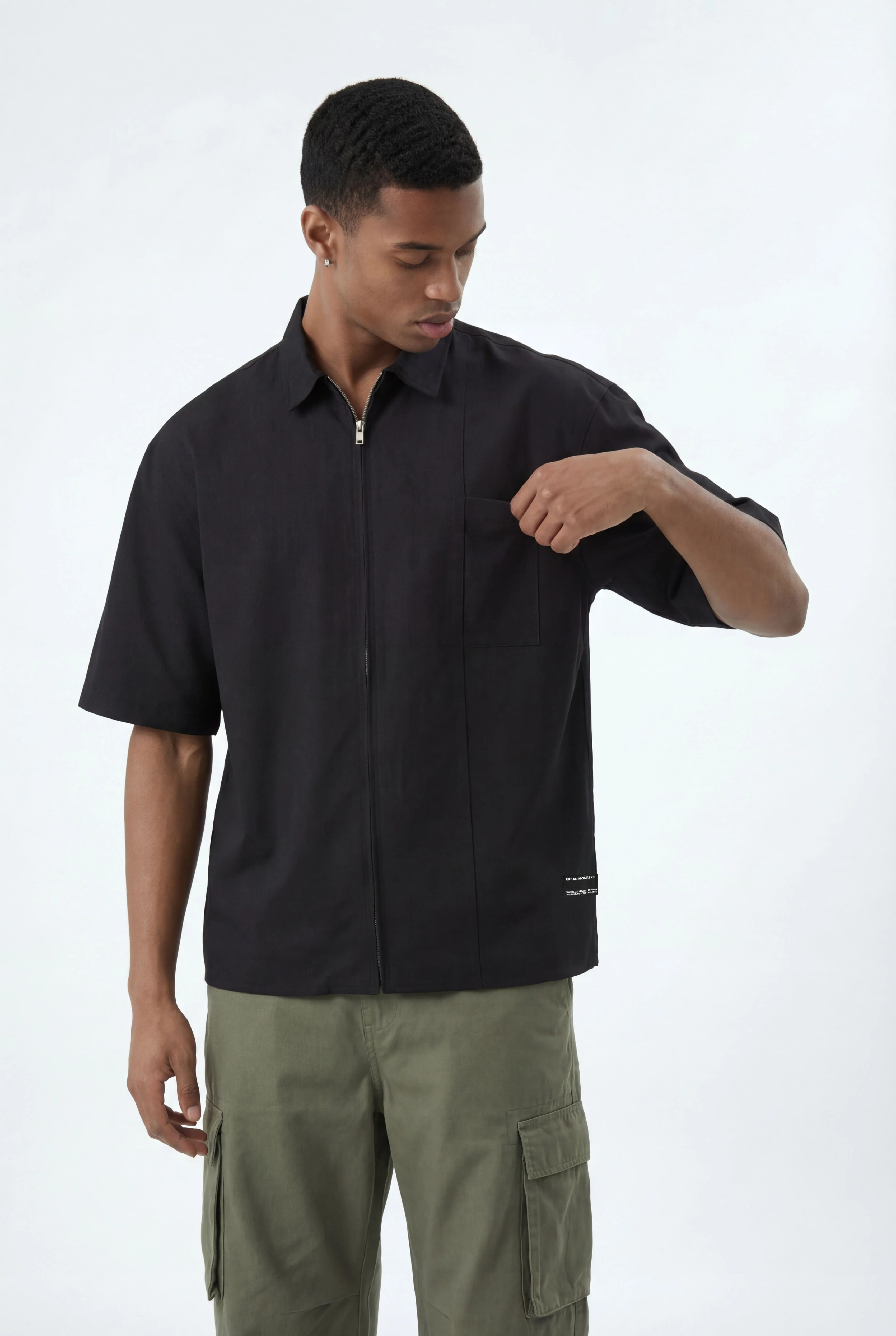 Zip Up Shirt // Black - Image 4