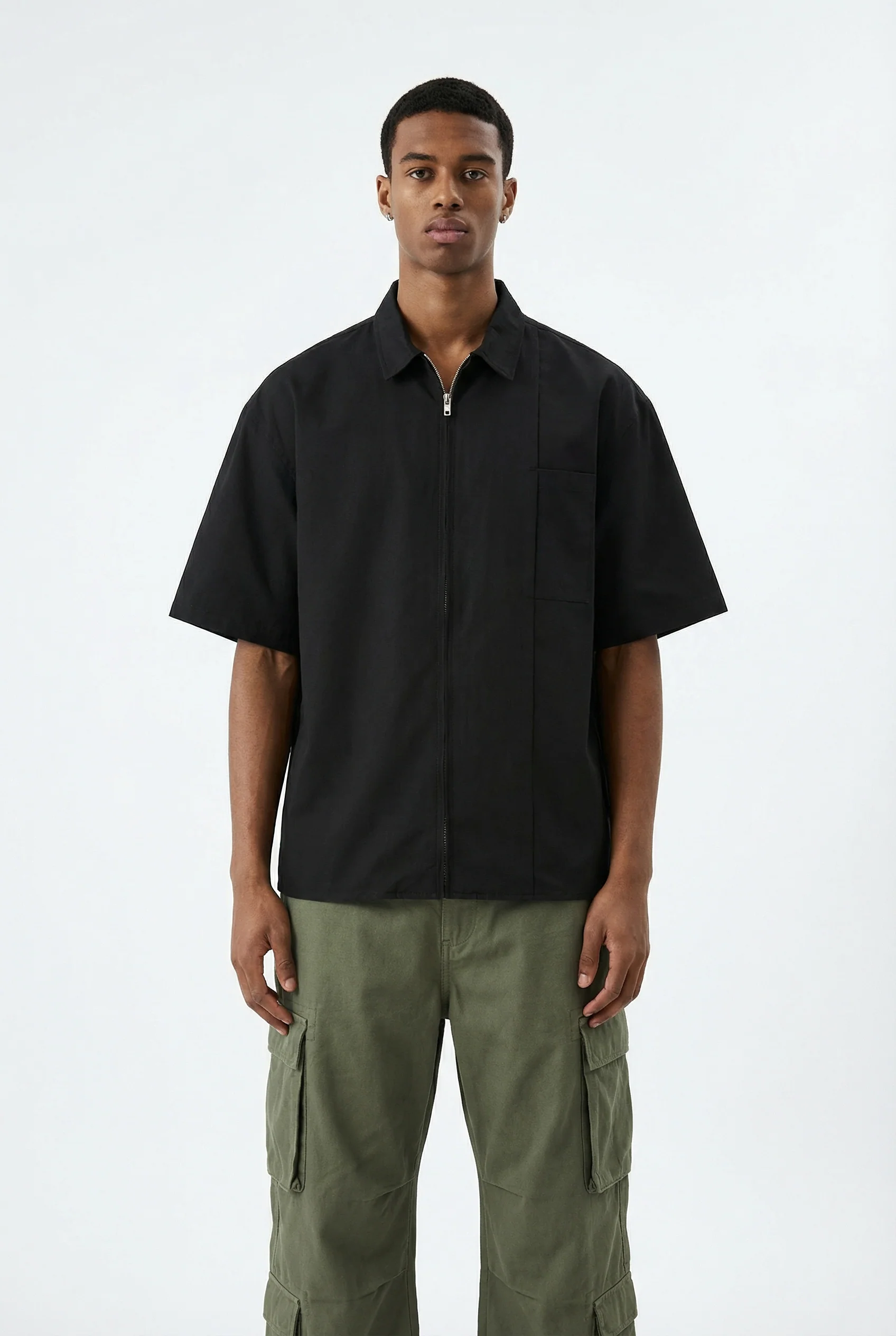 Zip Up Shirt // Black - Image 7