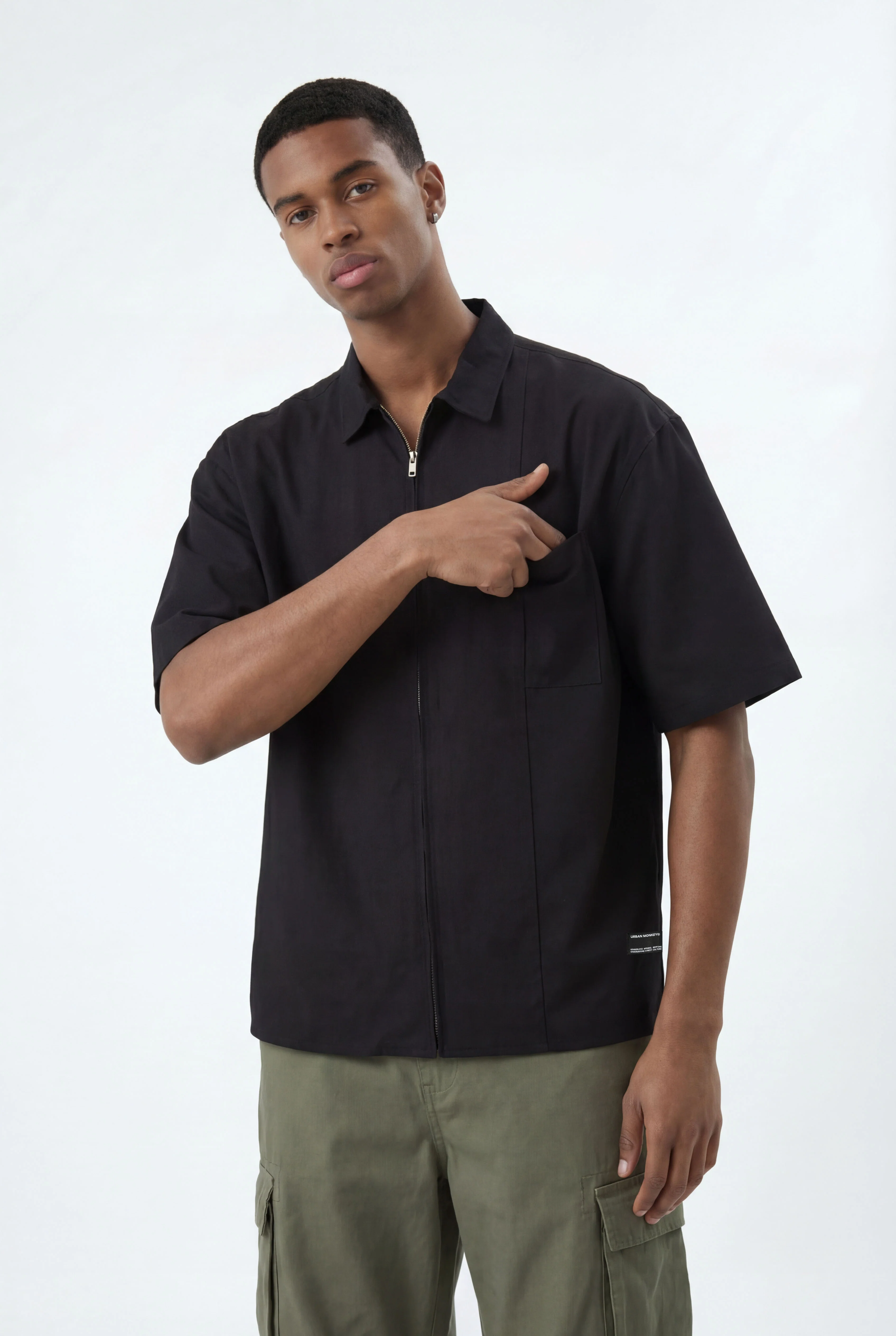 Zip Up Shirt // Black - Image 9